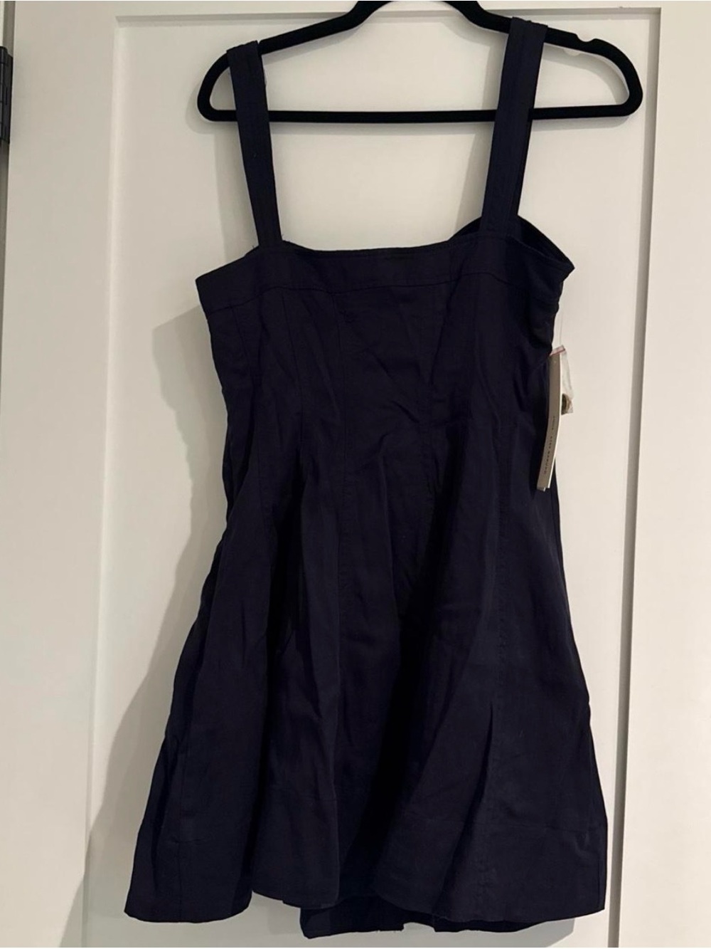 AQUA Women’s navy blue mini dress with gold buttons. - Picture 3 of 3
